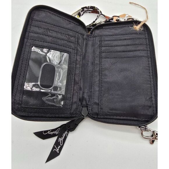 Vera Bradley Crossbody Wristlet Wallet - Black & White Floral Pattern Cocoa moss - Picture 7 of 10